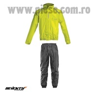 Costum moto ploaie (geaca+pantaloni) Seventy model SD-S1 culoare: galben/negru - marime: S (montare peste echipament)